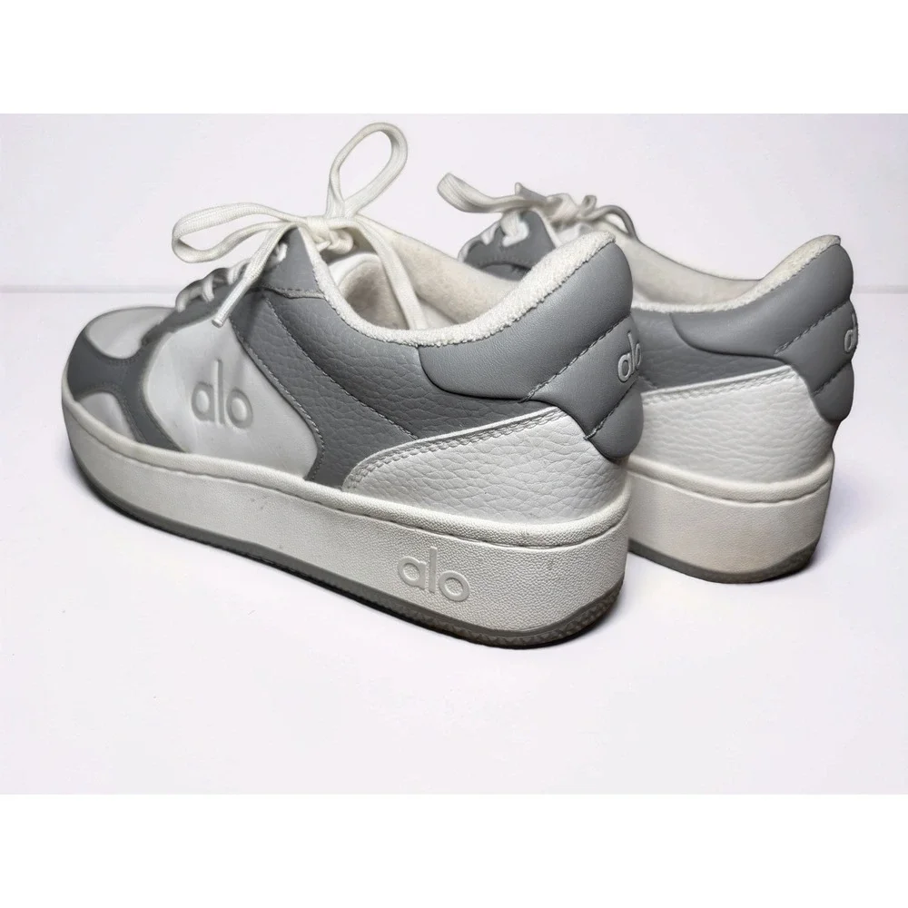 ALO Recovery Mode Sneakers Gray White Leather Unisex Women's 7.5 Mens Sz 6 EUC